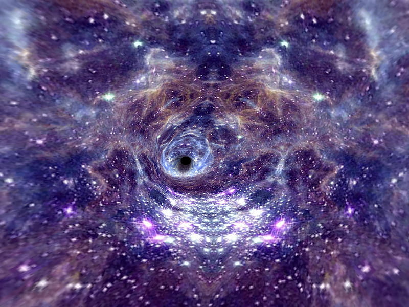 Alien Fractal Plasma - 2, center, stars, purple, fractal, fractals, alien, blue, HD wallpaper