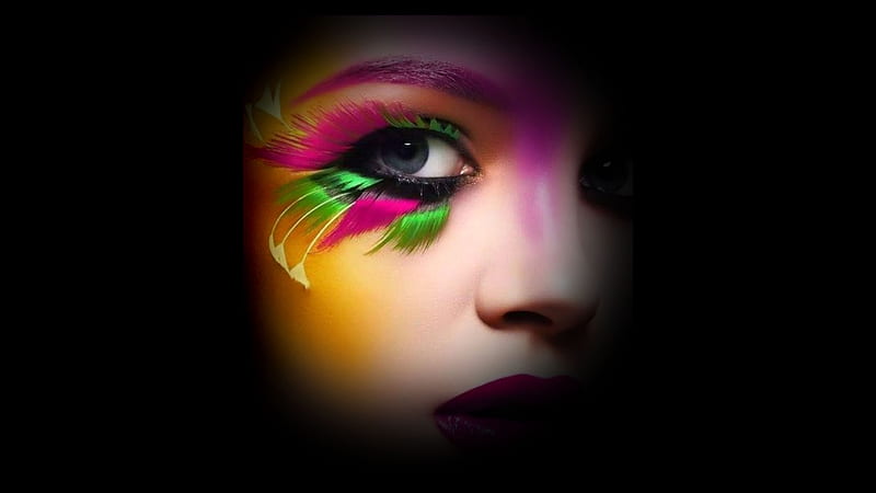 Feather Art, colorful, vivid, eye art and sparkle, bold, women are ...