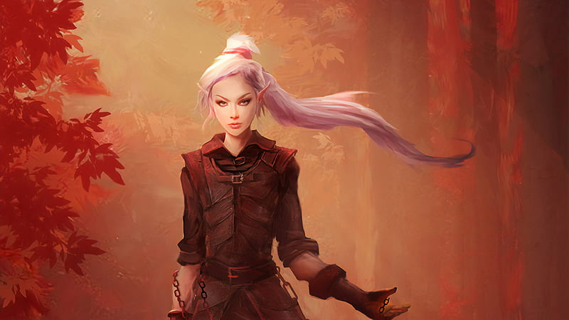 Long Ponytail Warrior Girl, warrior, artist, artwork, digital-art, HD wallpaper