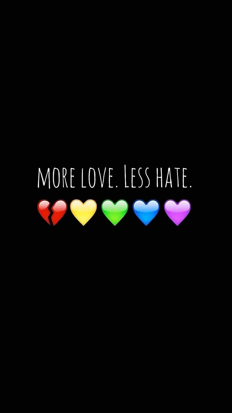 More Love Less Hate, corazones, pride, rainbow, HD phone wallpaper