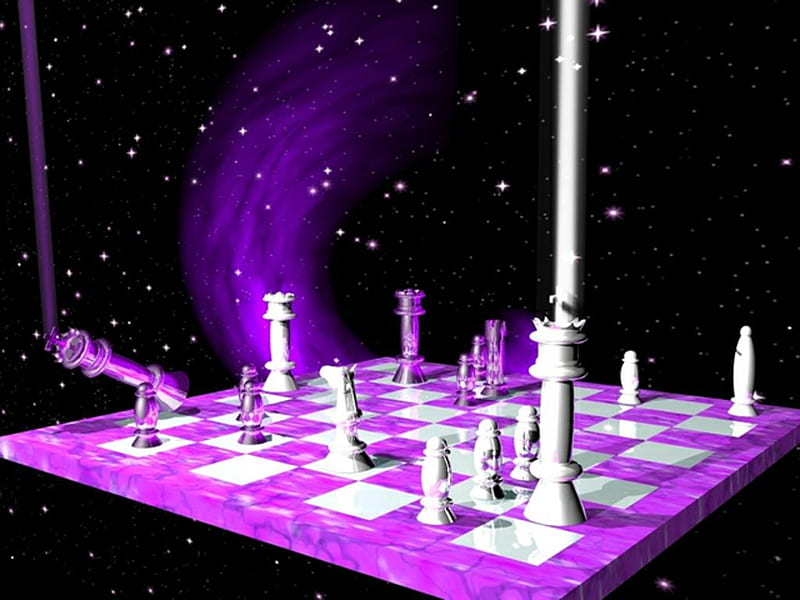 space chess, purple, chess set, space, game, abstract, chess, HD wallpaper