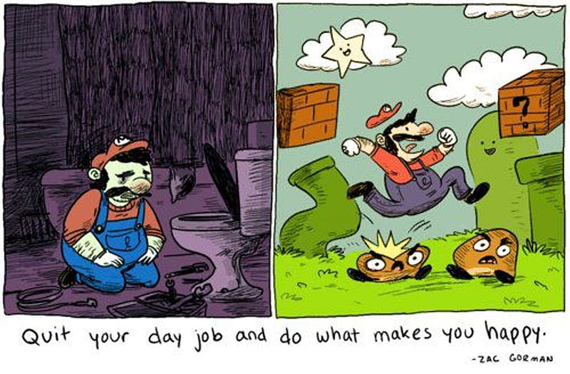 Mario the ex-plumber! ;);), pic, mario, plumber, super mario, video game, happy, comic, sad, funny, job, HD wallpaper