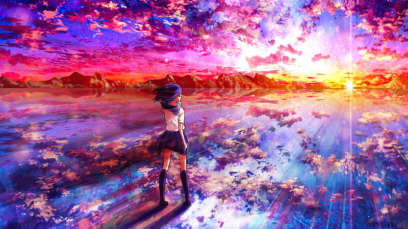 Anime Girl Walking Towards Light , anime-girl, anime, artist, artwork, digital-art, HD wallpaper