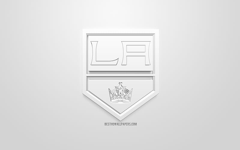 Los Angeles Kings, American hockey club, creative 3D logo, white background, 3d emblem, NHL, Los Angeles, California, USA, National Hockey League, 3d art, hockey, 3d logo, HD wallpaper