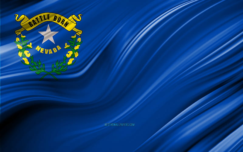 Nevada flag, american states, 3D waves, USA, Flag of Nevada, United States of America, Nevada, administrative districts, Nevada 3D flag, States of the United States, HD wallpaper