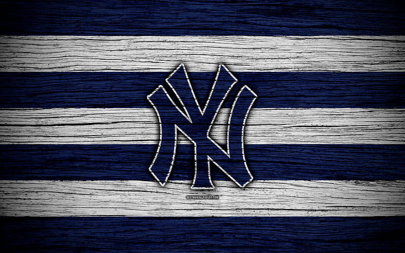 New York Yankees MLB, baseball, USA, Major League Baseball, NY Yankees, wooden texture, art, baseball club, Yankees, HD wallpaper