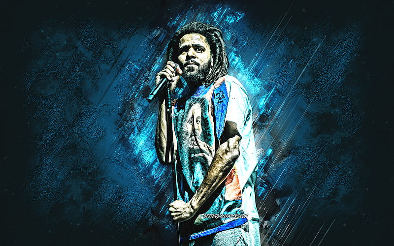 J Cole, american rapper, portrait, blue stone background, popular singers,  Jermaine Lamar Cole, HD wallpaper | Peakpx