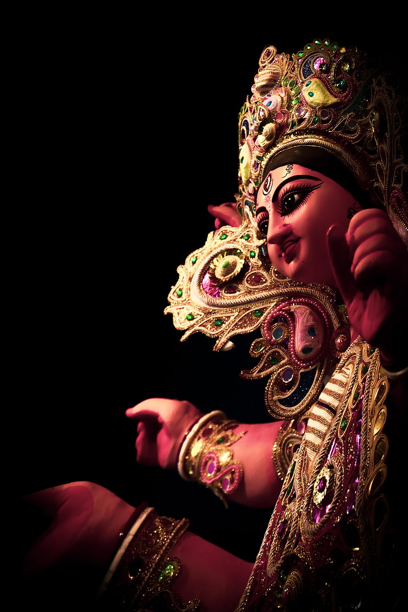 Download Durga Mata Hd On Throne Wallpaper | Wallpapers.com