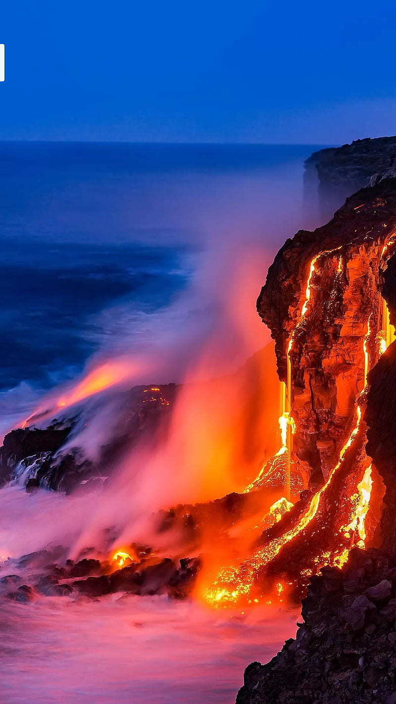 Lavafall, fantasy, paysage, volcano, HD phone wallpaper