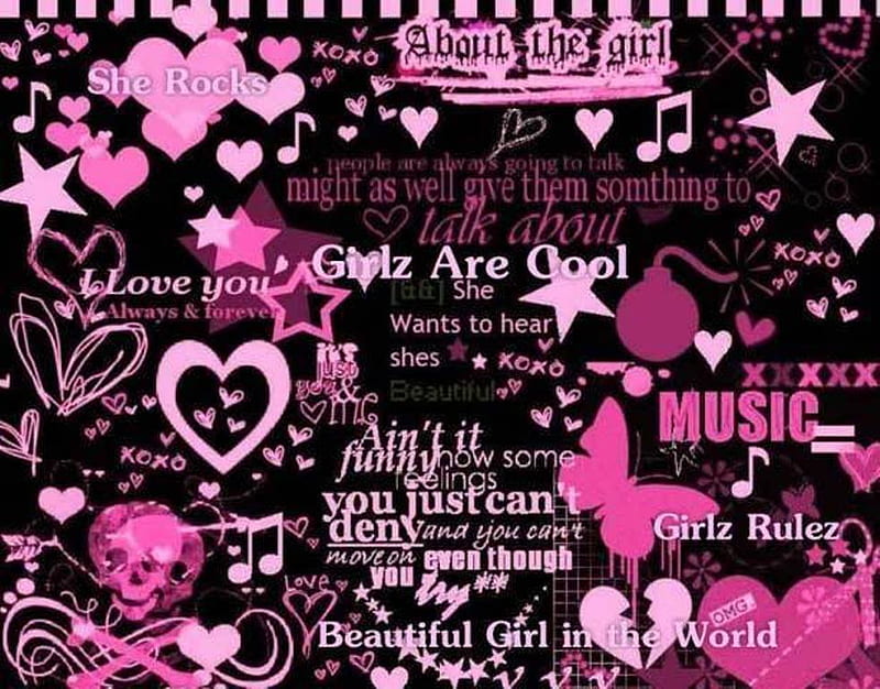 emo girly , saying, emo, girly, black, fun, pink, punk, HD wallpaper