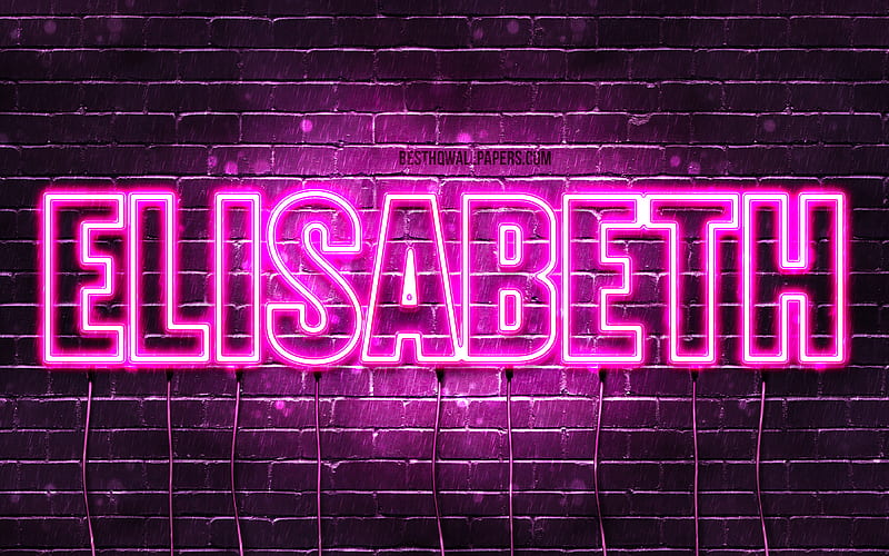 Elisabeth with names, female names, Elisabeth name, purple neon lights, Happy Birtay Elisabeth, with Elisabeth name, HD wallpaper
