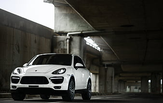 porsche cayenne, porsche, car, white, front view, HD wallpaper