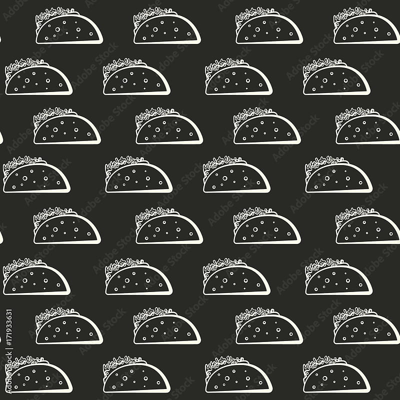 Monochrome vector taco seamless pattern. Linear white tacos on black  background texture for fast food restaurant or cafe menu design, HD phone  wallpaper | Peakpx