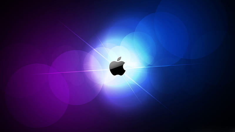 Apple In Purple Blue Light Background Technology MacBook, HD wallpaper