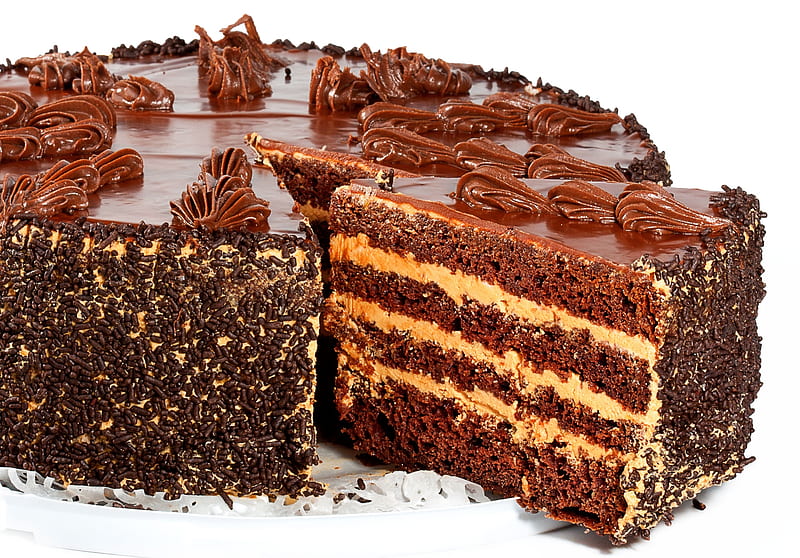 CAKE, desert, layered, food, chocolate, HD wallpaper