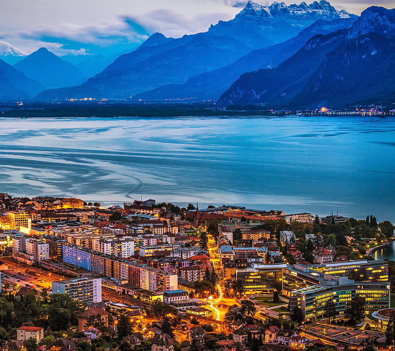 Geneva, city, europe, lake, mountain, swiss, HD wallpaper