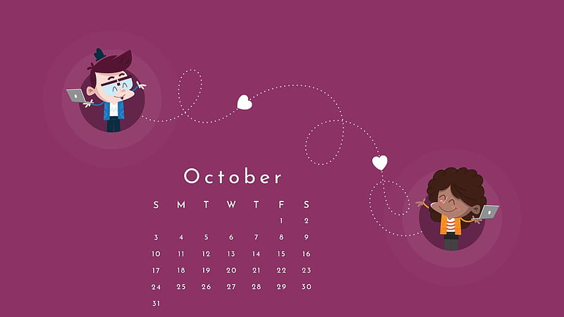 October 2021 Calendar Light Purple Background October, HD wallpaper