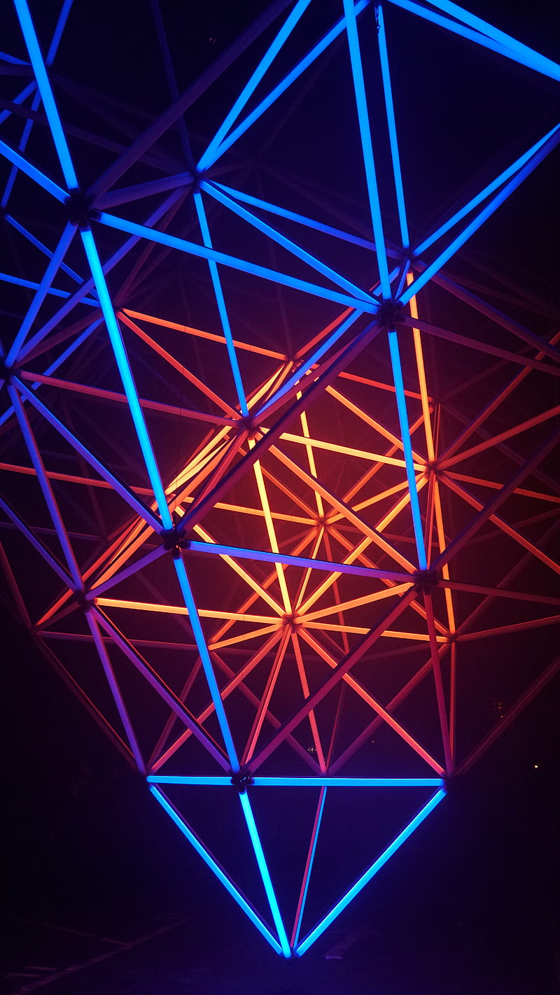 neon, shapes, triangle, lines, HD phone wallpaper