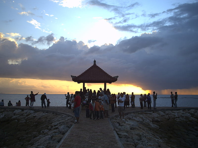 sunsets in sanur beach bali-indonesian, beach, sunsets, nature, indonesian, bali, sanur, sky, HD wallpaper