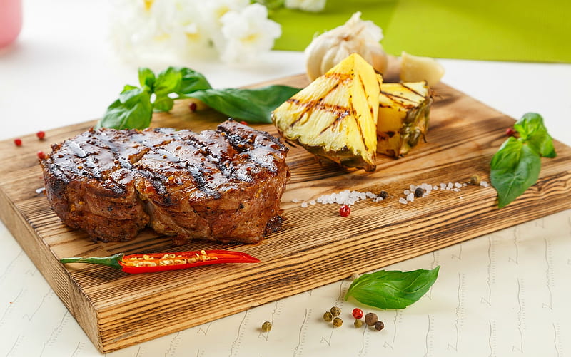 Steak, food, healthy, chilis, eat, HD wallpaper