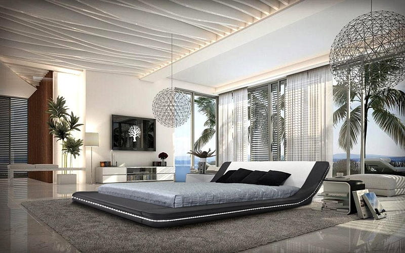 bedroom idea, modern, blueprint, floor, style, HD wallpaper