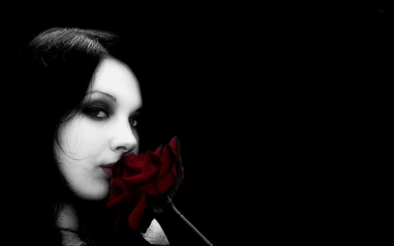 Nice goth, flower, goth, rose, girl, HD wallpaper | Peakpx