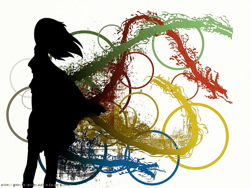 colors shadow, sow, girl, paint, anime, circles, colors, HD wallpaper