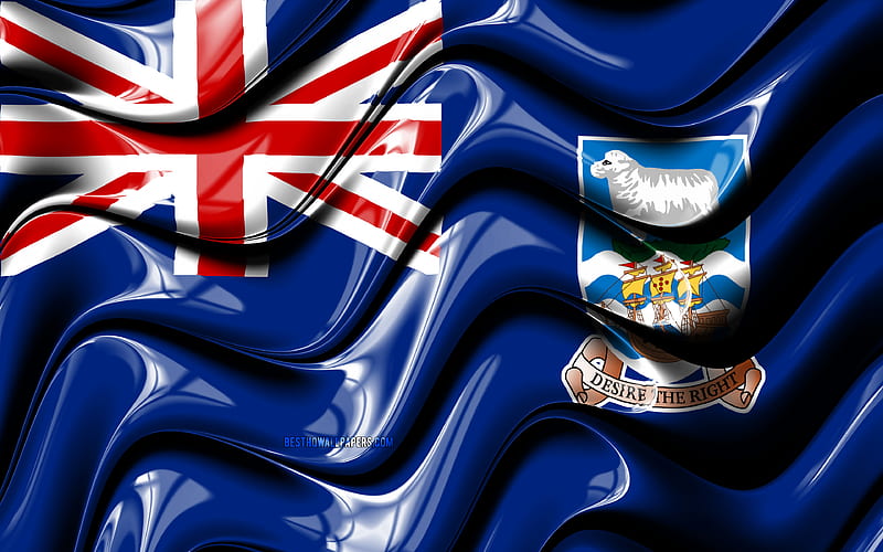 Falkland Islands flag South America, national symbols, Flag of Falkland Islands, 3D art, Falkland Islands, South American countries, Falkland Islands 3D flag, HD wallpaper