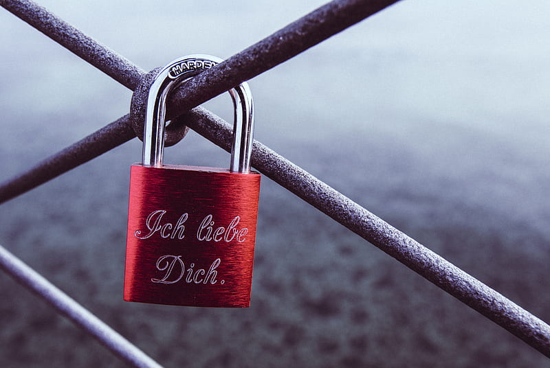 lock, love, closed, red, romance, HD wallpaper