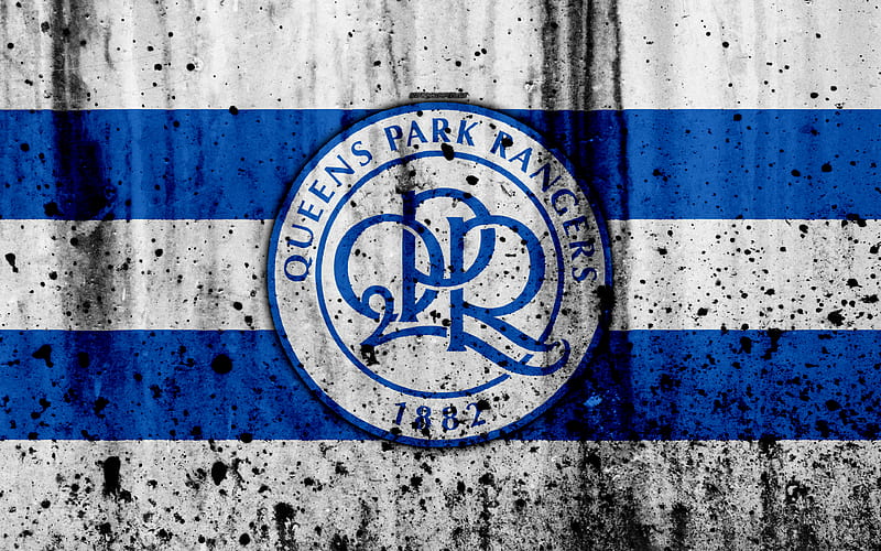 FC Queens Park Rangers, grunge, EFL Championship, art, soccer, football club, England, Queens Park Rangers, logo, stone texture, Queens Park Rangers FC, HD wallpaper