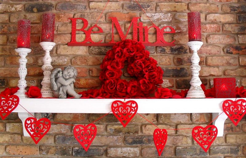 ๑๑~, saint valentines day decorations, romantic valentines day office room,  HD wallpaper