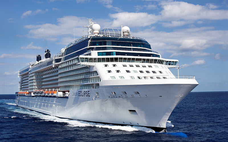 luxury cruise ship, Celebrity Eclipse, Solstice, white ship, sea, HD wallpaper