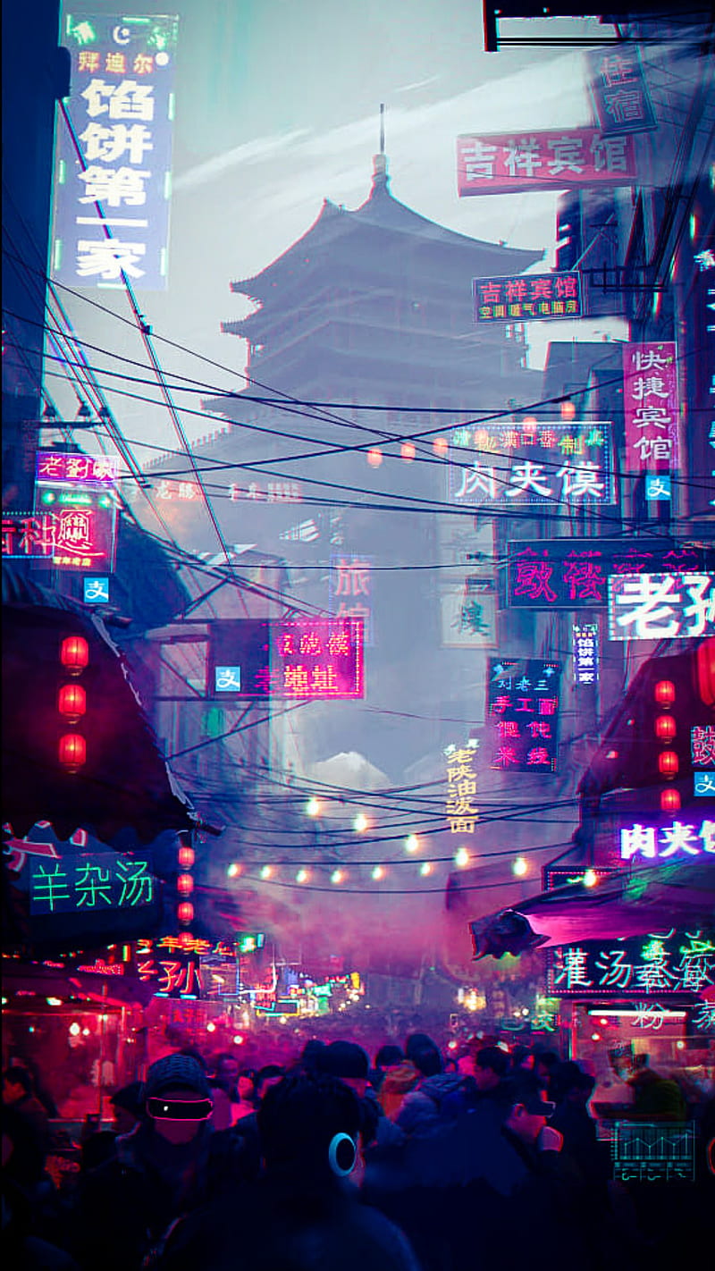 Neon China, china, city, lights, neon, night, pretty, travel, urban, HD phone wallpaper