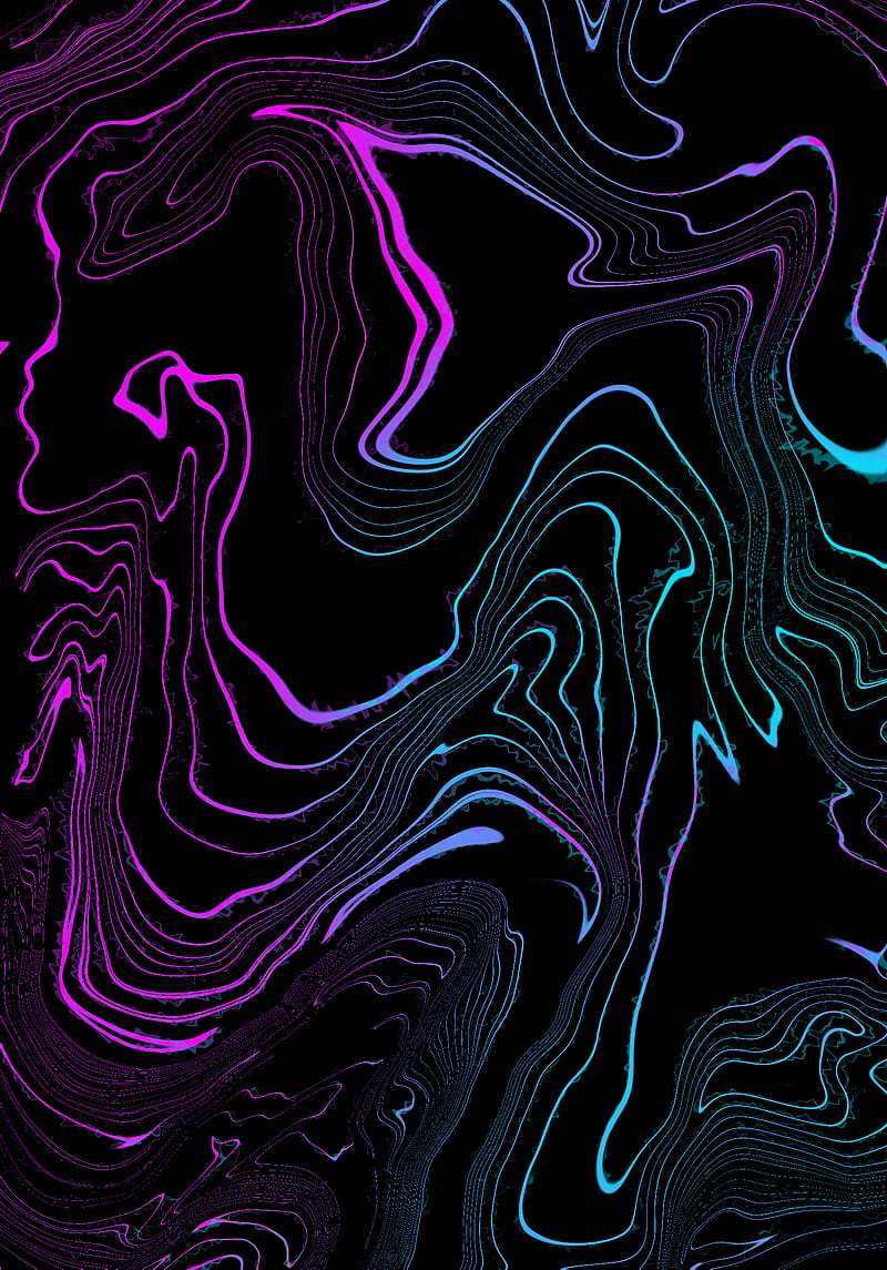 Lines, abstract, amoled, black, contemporary, gradient, minimal, pink, strokes, swirl, HD phone wallpaper