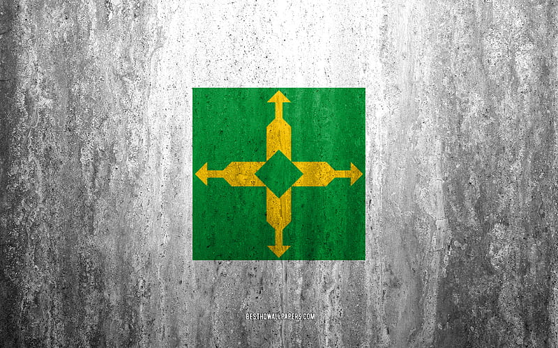 Flag of Federal District stone background, Brazilian state, grunge flag, Federal District State flag, Brazil, grunge art, Federal District, flags of Brazilian states, HD wallpaper
