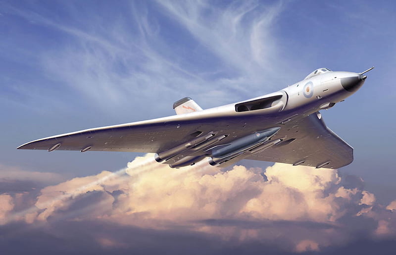 Avro Vulcan Bomber, guerra, avro, plane, vulcan, flight, military, bomber, jet, HD wallpaper