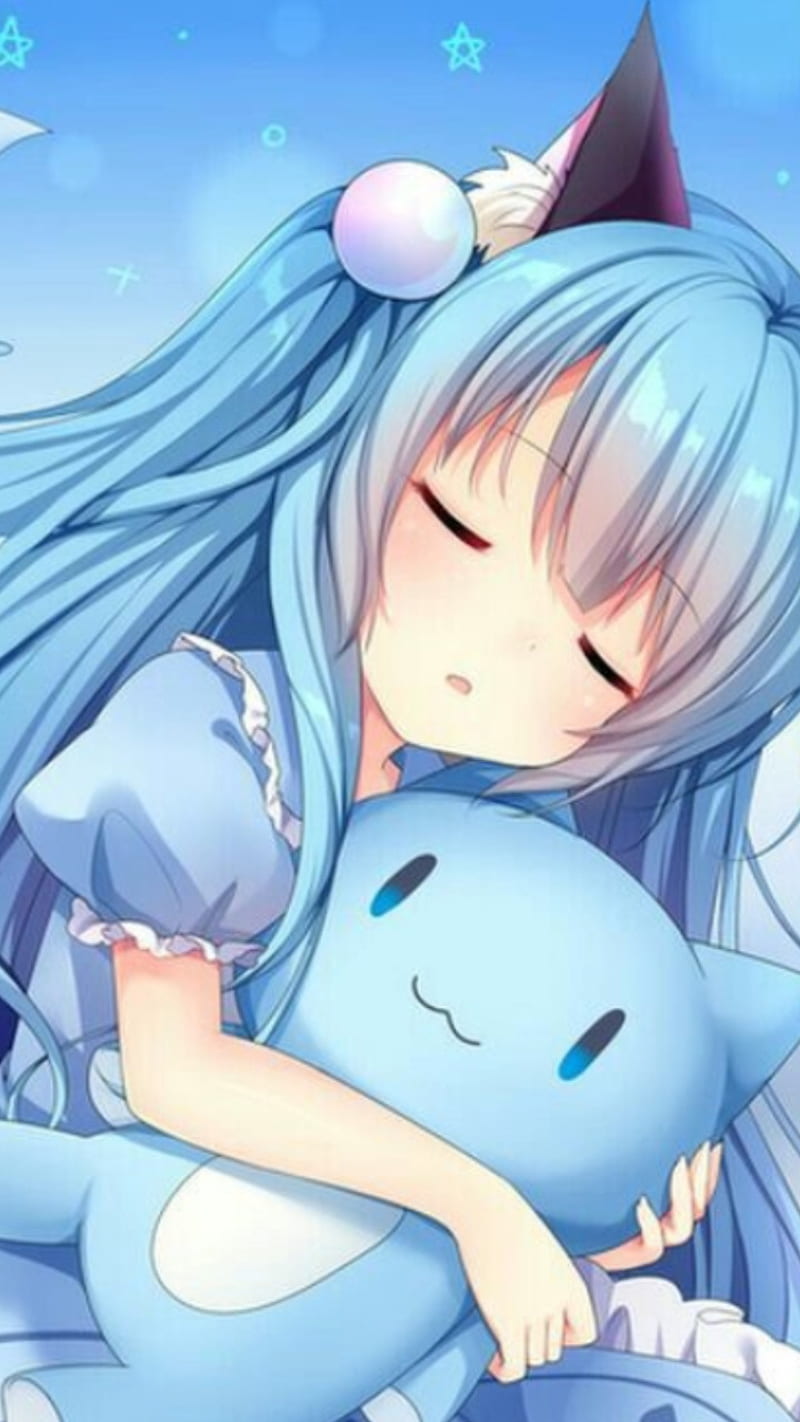 Blue Haired Anime Cat Girl Wallpapers  Wallpaper Cave