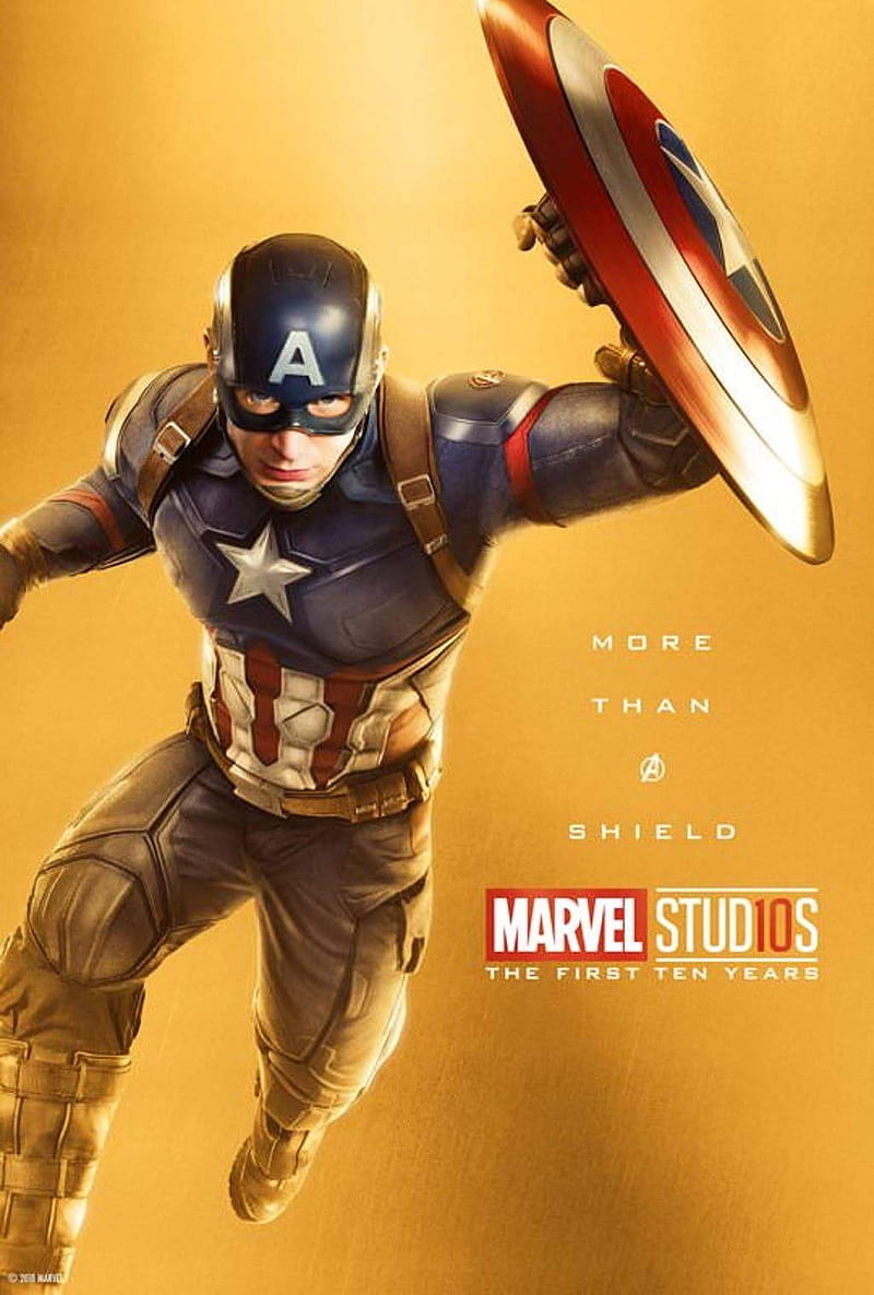 Capitain America, hero, infinite war, iron, iron man, marvel, marvel studios ten years, movie, theme, HD phone wallpaper