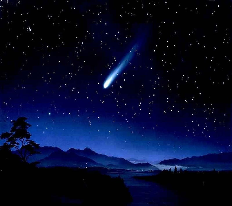 Magical Night, falling star, landscape, natural, nature, new, nice, star, HD wallpaper