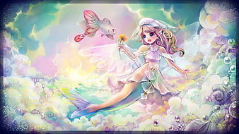 Gold 2024 Fish Princess Anime Glass Painting