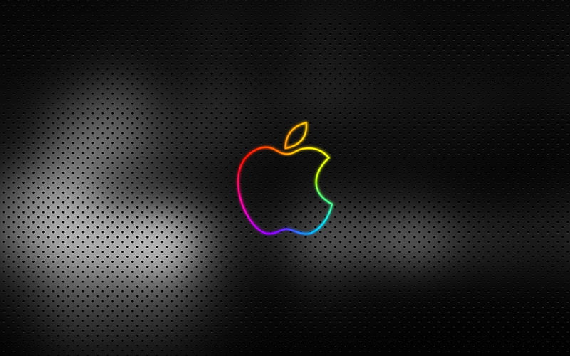 Apple abstract logo metal grid background, Apple logo, minimalism, creative, Apple, HD wallpaper