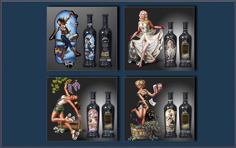 Wine Loving Girls, debutante, wine, aviator, brunette, girls, farmgirl, librarian, bottles, blondes, HD wallpaper