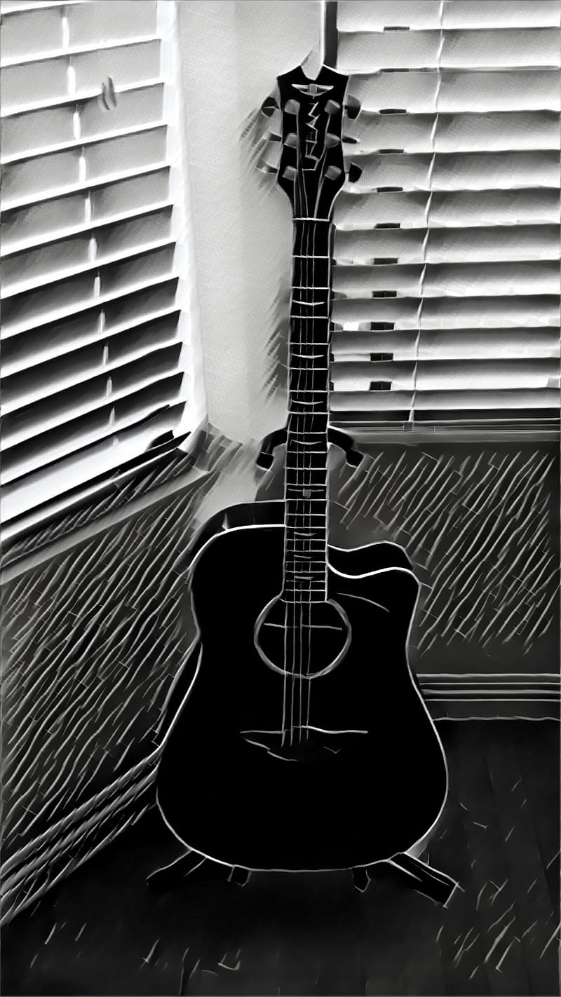 HD wallpaper: white acoustic guitar on black guitar stand, microphone,  music | Wallpaper Flare