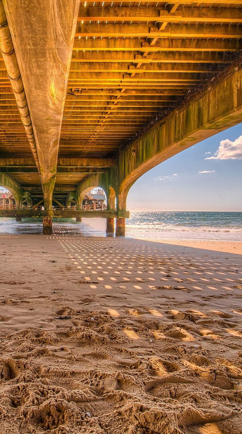 Pier , sand bridge, HD phone wallpaper
