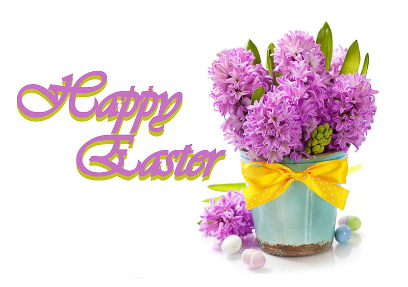 Happy Easter, Purple, Easter, Flowers, Flower, HD wallpaper