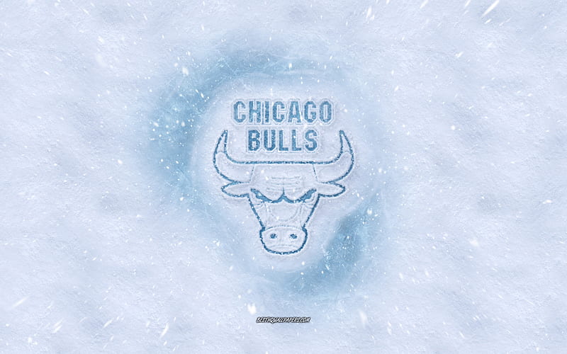 Chicago Bulls logo, American basketball club, winter concepts, NBA, Chicago Bulls ice logo, snow texture, Chicago, Illinois, USA, snow background, Chicago Bulls, basketball, HD wallpaper