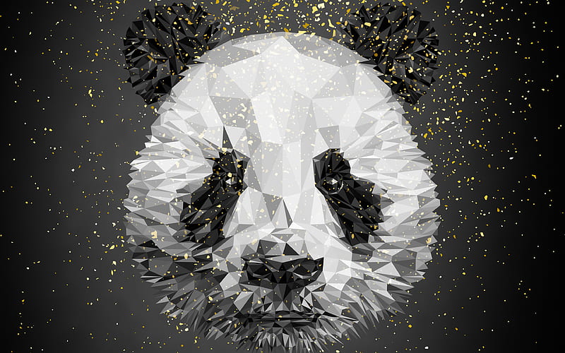 Panda, creative art, Low Poly Art portrait, bear, HD wallpaper