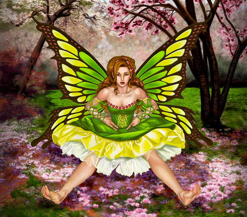 Green Fairie Art Fantasy Female Green Girl Digital Woman Fairy Pretty Hd Wallpaper