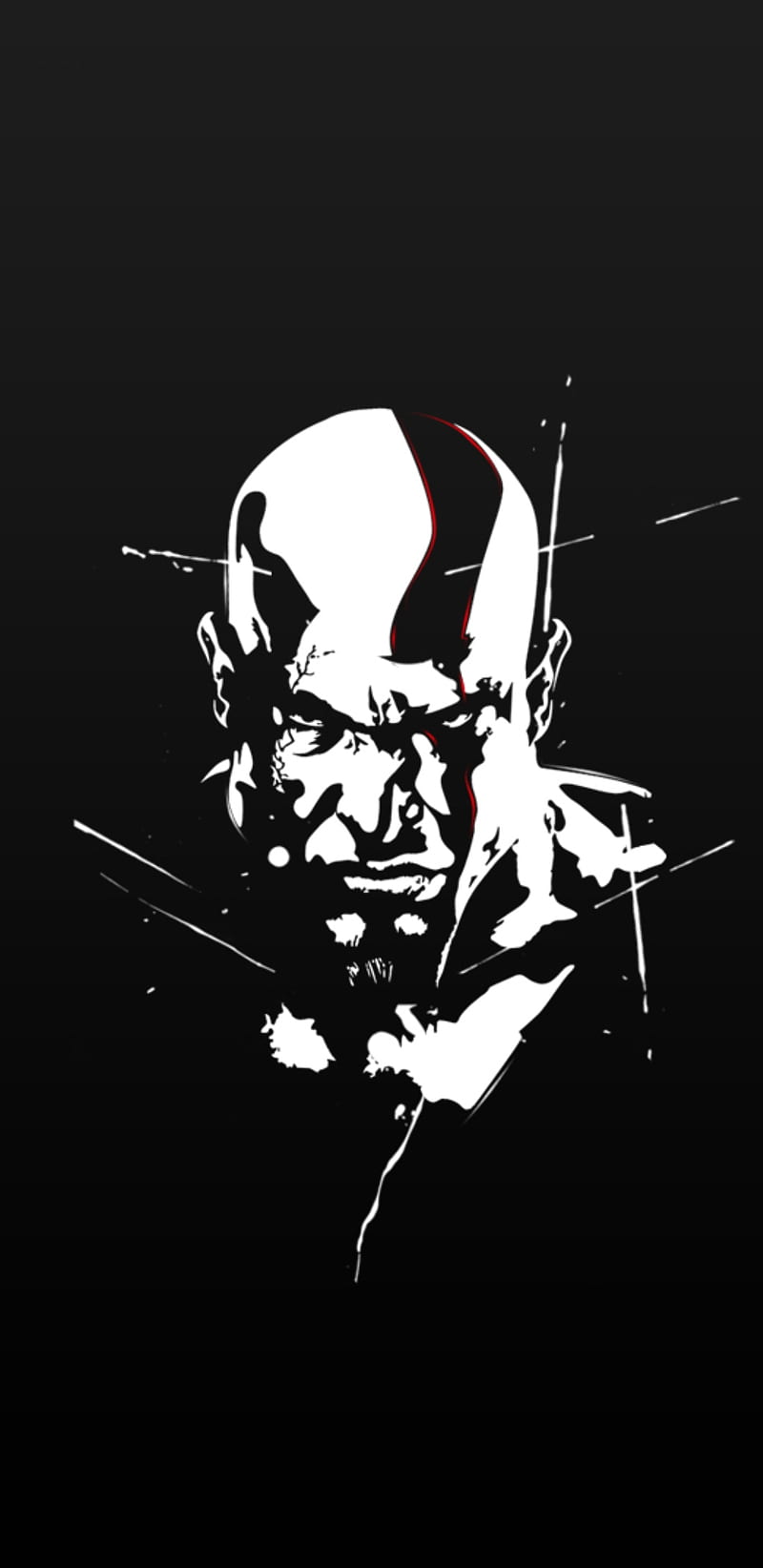 God of War, angry, black, eyes, game, kratos, playstation, white, HD phone wallpaper