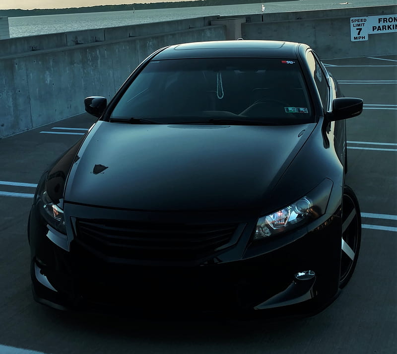 Black Honda Accord, accord, black, fast, honda, jdm, mean, rims, vossen, vtec, HD wallpaper